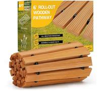 Roll Out Garden Path Walkway, 6FT Curved WoodenPathway(Natural, 6FT Curved)
