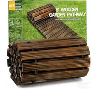 Roll Out Garden Path Walkway, 8FT Wooden Pathway (Brown, 8FT Straight)