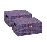 Roll Over Image To Zoom In 2 X Arpan Resin Woven Storage Hamper Basket Box With Lid & Lock (Purple - Medium)