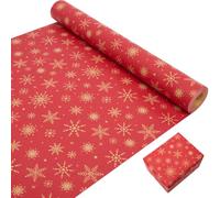 Roll Package Christmas Wrapping Paper, 43cm×20m Kraft Gift Wrapping Paper Printed with snowflake Recyclable Paper Roll for Xmas, Birthday, Party, Wedding Gift Wrap