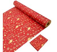 Roll Package Christmas Wrapping Paper, 43cm×20m Recyclable Kraft Gift Wrapping Paper Printed with Santa Claus and Elk Kraft Paper Roll for Christmas Birthday Wedding Gift Wrap