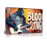 Roll, Poster Funny Collection Wall Decor, Unique Rustic Metal Tin Sign For Man Cave | Slow Holiday Gift Custom Blood Orange: Gorilla Rocking Out With Electric Guitar(20X30CM)