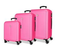 Roll Road Cambodia Luggage Set Pink 55/65/75 cm Rigid 11.1 kg Combination Lock Side ABS 11.1 kg 190L Hand Luggage, Pink, One Size, Suitcase Set