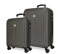 Roll Road Cambodia Travel Toiletry Bags, Anthracite, 40 x 55 x 20 cm / 46 cm x 65 cm x 23 cm, Set of 2 suitcases