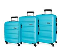 Roll Road Flex Blue Luggage Set 55/65/75 cm Rigid ABS Combination Lock 182 Litre 4 Wheels Hand Luggage