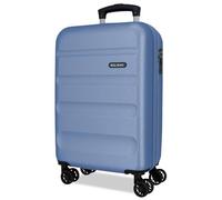 Roll Road Flex Denim Cabin Case 35x55x20 cm Rigid ABS Side Combination Closure 33L 2.5kg 4 Double Wheels Extendable Hand Luggage