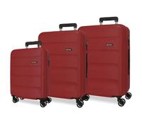Roll Road Flex Luggage Set Burgundy 52x75x30 cm Rigid ABS Side Combination Closure 186L 9.5 kg 4 Double Wheels Hand Luggage