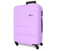Roll Road Flex Suitcase Medium Purple 46x65x23cm Rigid ABS Combination Lock Side 56L 3.15kg 4 Double Wheels, Berry, Medium Suitcase