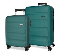 Roll Road Flex Suitcase Set Green 55/65 cm Rigid 5.8 kg Combination Lock Side ABS 5.8 kg 91L Hand Luggage, Green, One Size, Suitcase Set