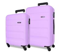 ROLL ROAD Flex Suitcase Set Ochre 55/65 cm Rigid ABS Side Combination Lock 92L 5.7kg 4 Wheels, Purple, 38 x 55 x 20 cm / 46 x 65 x 23 cm, Set of 2 suitcases