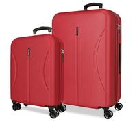 Roll Road Formentera Burgundy Luggage Set 55/65 cm Rigid Polypropylene Integrated Combination Closure 91L 6.05kg 4 Double Wheels Hand Luggage
