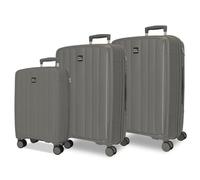 ROLL ROAD Joumma Acadia Anthracite Luggage Set 55/65/75 cm Rigid Polypropylene Integrated Combination Padlock 210L 10.2kg 4 Double Wheels Extendable Hand Luggage