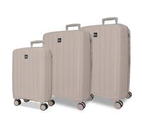 ROLL ROAD Joumma Acadia Champagne Luggage Set 55/65/75 cm Rigid Polypropylene Integrated Combination Padlock 210L 10.2kg 4 Double Wheels Extendable Hand Luggage