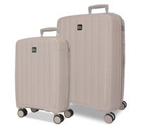 ROLL ROAD Joumma Acadia Champagne Luggage Set 55/65 cm Rigid Polypropylene Integrated Combination Padlock 105L 6kg 4 Double Wheels Extendable Hand Luggage
