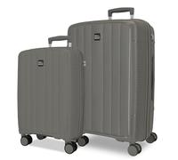 ROLL ROAD Joumma Acadia Luggage Set Anthracite 55/65 cm Rigid Polypropylene Integrated Combination Padlock 105L 6kg 4 Double Wheels Extendable Hand Luggage