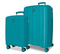 ROLL ROAD Joumma Acadia Suitcase Set Turquoise Green 55/65 cm Rigid Polypropylene Integrated Combination Padlock 105L 6kg 4 Double Wheels Extendable Hand Luggage