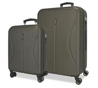 ROLL ROAD Joumma Formentera Anthracite Luggage Set 55/65 cm Rigid ABS Integrated Combination Padlock 91L 6.05kg 4 Double Wheels Hand Luggage