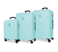 ROLL ROAD Joumma Formentera Light Blue Luggage Set 55/65/75 cm Rigid ABS Integrated Combination Padlock 188L 10.3kg 4 Double Wheels Hand Luggage