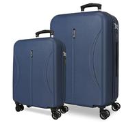 ROLL ROAD Joumma Formentera Luggage Set Navy 55/65 cm Hard Shell ABS Integrated Combination Padlock 91L 6,05kg 4 Double Wheels Carry-on Luggage