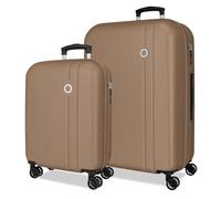Roll Road Menorca Champagne Suitcase Set 46 x 65 x 24 cm Rigid ABS Combination Lock Integrated 91L 6 kg 4 Double Wheels Extendable Hand Luggage