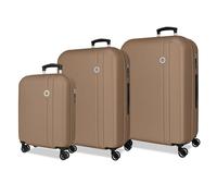Roll Road Menorca Champagne Suitcase Set 52x75x27 cm Rigid ABS Integrated Combination Lock 188L 10.35kg 4 Double Wheels Extendable Hand Luggage