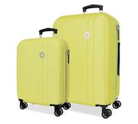 ROLL ROAD Menorca Luggage Set Yellow 46x65x24 cm Hard Shell ABS Combination Lock integrado 91L 6,05kg 4 Double Wheels Expandable Carry-on Luggage