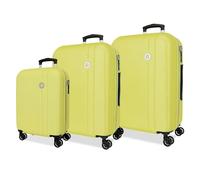 Roll Road Menorca Luggage Set Yellow 52 x 75 x 27 cm Rigid ABS Combination Lock Integrated 188L 10.4 kg 4 Double Wheels Extendable Hand Luggage