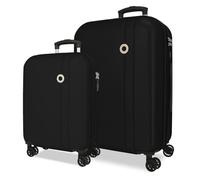 ROLL ROAD Menorca Suitcase Set Black 46x65x24 cm Rigid ABS Integrated Combination Lock 91L 6.05kg 4 Double Wheels Extendable Hand Luggage
