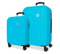 ROLL ROAD Menorca Suitcase Set Turquoise Green 46x65x24 cm Rigid ABS Integrated Combination Lock 91L 6.05kg 4 Double Wheels Extendable Hand Luggage