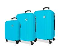 Roll Road Menorca Luggage Set Turquoise Green 52 x 75 x 27 cm Rigid ABS Combination Lock Integrated 188L 10.4 kg 4 Double Wheels Extendable Hand Luggage
