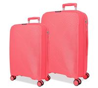 ROLL ROAD Orbit Suitcase Set Pink 54/64 cm Rigid 5.6 kg TSA Closure Polypropylene 5.6 kg 94.2L Hand Luggage, Pink, One Size, Suitcase Set