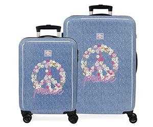 Roll Road Peace ABS Suitcase Side Combination Lock Double Wheels Various Sizes Pink and Blue, Blue, Standard Size, Suitcase Set