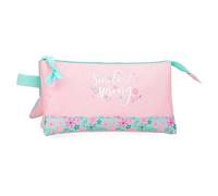 ROLL ROAD Spring Dream Triple Pencil case Multicolor 22x12x5cm Polyester, Multicoloured, 22x12x5 cms, Triple Case