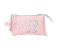 ROLL ROAD Spring is Here Triple Pencil Case Pink 22x12x5cm Polyester, pink, Triple Case