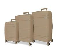 Roll Road Universe Luggage Set Beige 55/65/75 cm Rigid 9.7 kg TSA Closure Polypropylene 9.7 kg 198L Hand Luggage, Beige, One Size, Suitcase Set