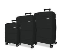 Roll Road Universe Luggage Set Black 55/65/75 cm Rigid 9.7 kg TSA Closure Polypropylene 9.7 kg 198L Hand Luggage, Black/White, One Size, Suitcase Set