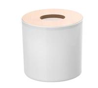 Roll Tissue Box Holder Plastic Round Paper Table Holder Tissue Toilet Paper Dispenser Desk Organizer for Bathroom Living Room (White)