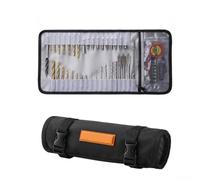Roll Tool Bag with 36 Elastic Belt Pockets, Water- 1680D Nylon, Sealed Slot Design and Electric Drill Compartment for High Altitude Work for - Black(A)