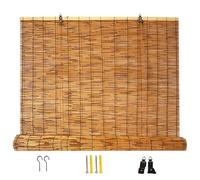 Roll Up Bamboo Shades Blinds for Patio，Retro Reed Blinds， Bamboo Roman Shade， Light Filtering，UV Protection，Privacy Screen,for Living Room, Bedroom, Balcony(W32xH72IN)