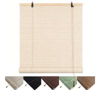 Roll-Up Bamboo Shades, Light Filtering Window Blinds for Indoor Rooms, Outdoor Patios & Backyards, UV Protection Roman Bamboo Roller Shades, Easy to Install(Natural,90x90cm)