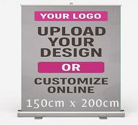 Roll Up Banner Stand 150cm x 200cm, Custom Pull Up Display with Retractable Base, Aluminium, Silver, for Events, Exhibitions, Trade Shows