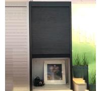 Roll Up Cabinet Doors Tambour for Kitchen & Garage, Black Pull-Down Indoor Tambour Door & Track Sets Face Frame for Workshops/Wall Cupboards/Sideboard(36 x 34 inch)