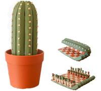 Roll Up Cactus Chess Set, 3D Printed Cactus Theme Chess Game, Unique Plant-shaped Pieces, Portable Chessboard Table Ornaments for Travel Outdoor Play Kids Adults Holidays