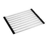 Roll Up Dish Drying Rack - Over The Sink Dish Drainer | Foldable Kitchen Counter Mat | Stainless Steel Frame, Non-Slip Silicone, Heat-Resistant, Multipurpose Drying Mat for Bowls Pots Cups and Tablewa