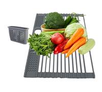 Roll Up Dish Drying Rack, Space-Saving Solution, 42.5x30.5cm, Over The Sink Dish Drainer, Kitchen Rolling Sink Rack With Utensil Holder, Si Mple Maintenance, For Home Dorm Apartment