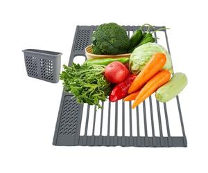Roll Up Dish Drying Rack, Space-Saving Solution, 42.5x30.5cm, Over The Sink Dish Drainer, Kitchen Rolling Sink Rack With Utensil Holder, Si Mple Maintenance, For Home Dorm Apartment