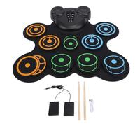 Roll Up Electronic Drum Set, Portable USB Rechargeable Digital Drum Pad with Dual Speakers for Kids Adults, Soft Silicone Practice Drum Kit with Drumsticks for Home Studio Gifts