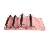 Roll up Makeup Bag 4 in 1 Nylon Mesh Portable Organizer Pink | Separate Removable Storage Bags, Lightweight Carry Design, Sort Toiletries and Sundries, for Female Friends