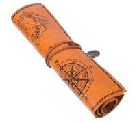 Roll up Pencil Case Pu Brown Large Capacity for Fountain Pen Paintbrush