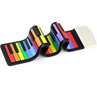 Roll Up Piano, Roll Up Piano 49 Keys Silicone Portable Foldable Colorful Soft Keyboard Electronic Piano Rainbow Key Rechargable